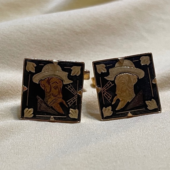 Vintage Damascene Spanish man‎ cufflinks - Picture 1 of 4